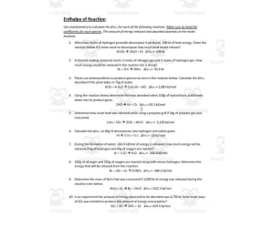 Enthalpy Stoichiometry Practice