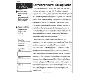 Entrepreneurs: Taking Risks Reading Packet