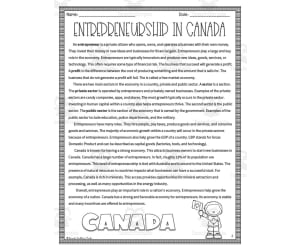 Entrepreneurship in Canada Reading Packet