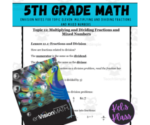 Envision Math 5 Topic 11 Multiplying & Dividing Fractions & Mixed Num