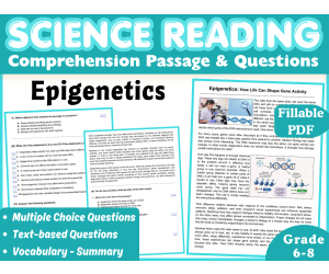 Epigenetics: Life Science Reading Comprehension Passage (Fillable PDF)