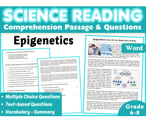 Epigenetics: Middle School Life Science Reading Comprehension (Word)