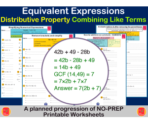 Equivalent Expressions for 6th Grade