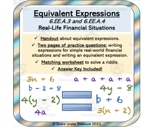 Equivalent Expressions: Handout, Financial Situations, Matching