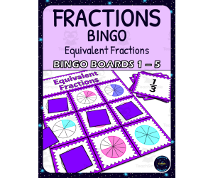 Equivalent Fractions Activity - Bingo Game - Fraction Circles - Boards 1-5