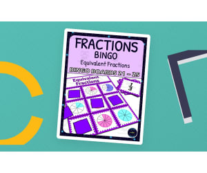 Equivalent Fractions Activity - Bingo Game - Fraction Circles - Boards 21-25