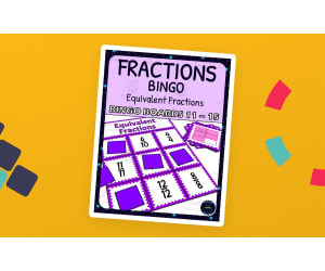 Equivalent Fractions Activity - Bingo Game - Fraction Symbols - Boards 11-15