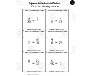 Equivalent Fractions | Math Worksheet