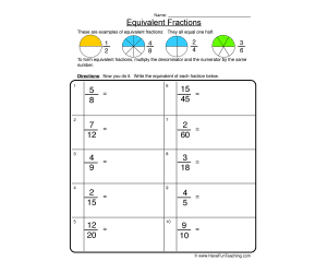 Equivalent Fractions Worksheet - Write