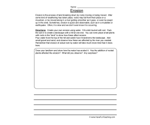 Erosion Writing Worksheet