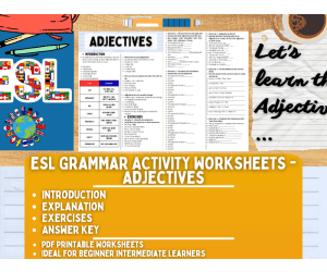 ESL Grammar Activity Worksheets - Adjectives