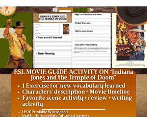 ESL Movie Guide Worksheets - Indiana Jones and the Temple of Doom