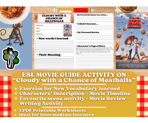 ESL Movie Guide Worksheets on "Cloudy with a Chance of Meatballs"
