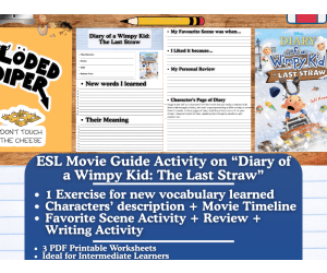 ESL Movie Guide Worksheets on "Diary of a Wimpy Kid: The Last Straw"