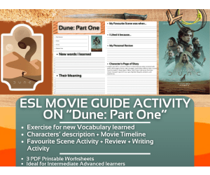 ESL Movie Guide Worksheets on "Dune: Part One" - Science Fiction