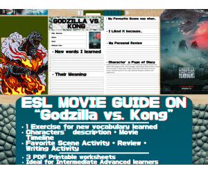 ESL Movie Guide Worksheets on "Godzilla vs. Kong"
