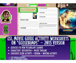 ESL Movie Guide Worksheets on "Goosebumps"
