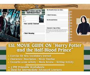 ESL Movie Guide Worksheets on "Harry Potter and the Half-Blood Prince"