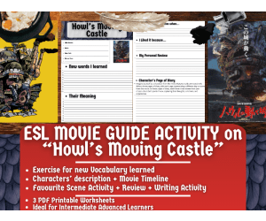 ESL Movie Guide Worksheets on "Howl's Moving Castle" - Studio Ghibli