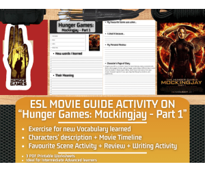 ESL Movie Guide Worksheets on "Hunger Games: Mockingjay - Part 1"