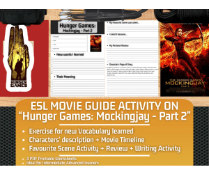 ESL Movie Guide Worksheets on "Hunger Games: Mockingjay - Part 2"