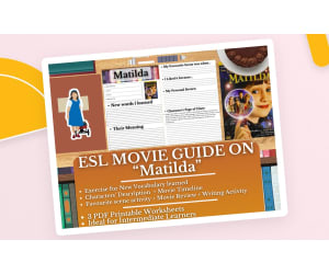 ESL Movie Guide Worksheets on Matilda