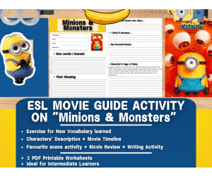 ESL Movie Guide Worksheets on "Minions & Monsters"
