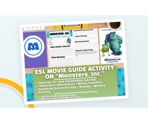 ESL Movie Guide Worksheets on "Monsters, Inc."