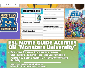 ESL Movie Guide Worksheets on "Monsters University"