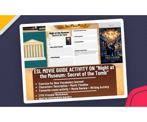 ESL Movie Guide Worksheets on Night at the Museum: Secret of the Tomb