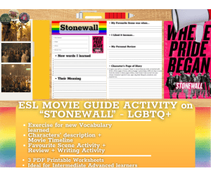ESL Movie Guide Worksheets on "Stonewall" - LGBTQ+