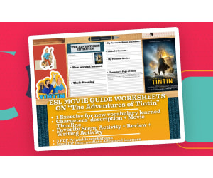 ESL Movie Guide Worksheets on "The Adventures of Tintin"