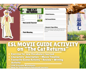 ESL Movie Guide Worksheets on "The Cat Returns" - Studio Ghibli