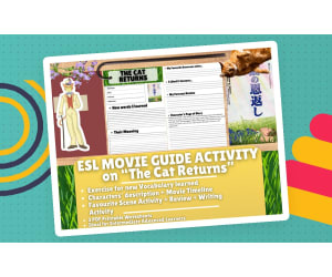 ESL Movie Guide Worksheets on "The Cat Returns" - Studio Ghibli