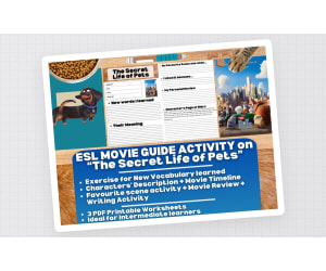ESL Movie Guide Worksheets on "The Secret Life of Pets"