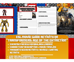ESL Movie Guide Worksheets on "Transformers: Age of Extinction"