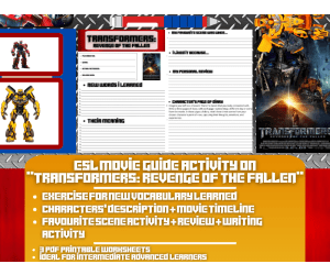 ESL Movie Guide Worksheets on "Transformers: Revenge of The Fallen"