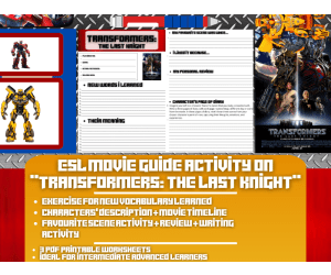 ESL Movie Guide Worksheets on "Transformers: The Last Knight"