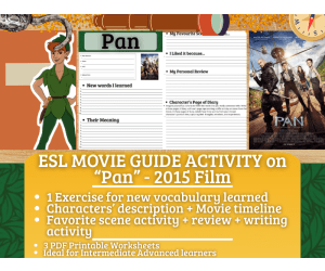 ESL Movie Guide Worksheets - Pan - 2015 Film on Peter Pan