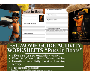 ESL Movie Guide Worksheets - Puss in Boots - 2011 Animated Film