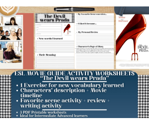 ESL Movie Guide Worksheets - The Devil wears Prada - Fashion