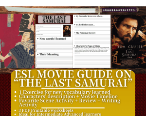 ESL Movie Guide Worksheets - The Last Samurai - Japan