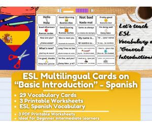 ESL Multilingual Vocabulary Flashcards - Introductions - Spanish