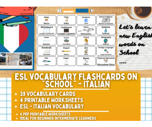 ESL Multilingual Vocabulary Flashcards - School - Italian