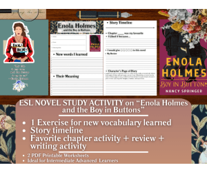 ESL Novel Study Worksheet - Enola Holmes and the Boy in Buttons