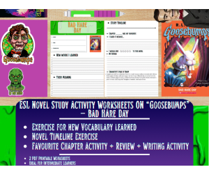 ESL Novel Study Worksheets - Bad Hare Day - Goosebumps - R.L Stine