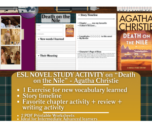 ESL Novel Study Worksheets - Death on the Nile - Agatha Christie