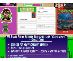 ESL Novel Study Worksheets - Ghost Camp - Goosebumps - R.L Stine
