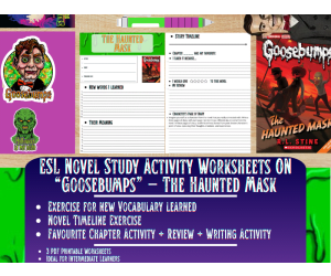 ESL Novel Study Worksheets - The Haunted Mask - Goosebumps - R.L Stine