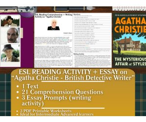 ESL Reading Comprehension + Essay - Agatha Christie - Detective Writer